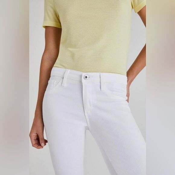 AG Adriano Goldschmied THE LEGGING ANKLE Super Skinny Jeans in White Raw Hem - Picture 13 of 16